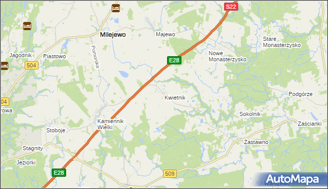 mapa Kwietnik, Kwietnik na mapie Targeo