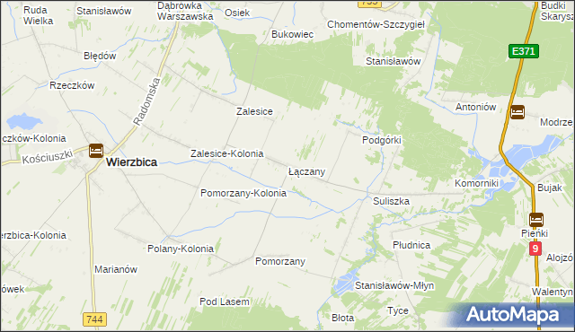 mapa Łączany gmina Wierzbica, Łączany gmina Wierzbica na mapie Targeo