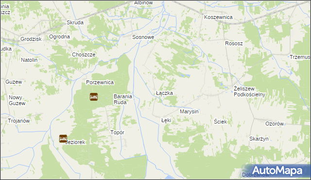 mapa Łączka gmina Kotuń, Łączka gmina Kotuń na mapie Targeo