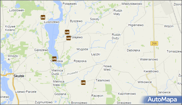mapa Łączki gmina Piotrków Kujawski, Łączki gmina Piotrków Kujawski na mapie Targeo