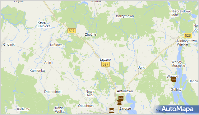 mapa Łączno gmina Morąg, Łączno gmina Morąg na mapie Targeo