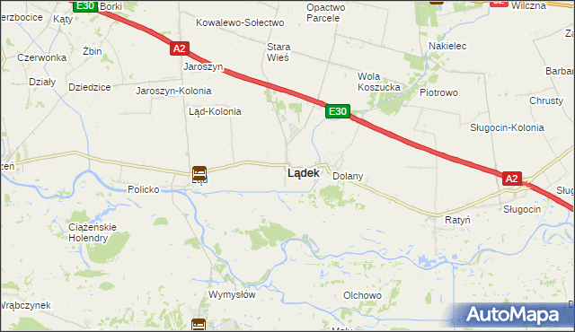 mapa Lądek powiat słupecki, Lądek powiat słupecki na mapie Targeo