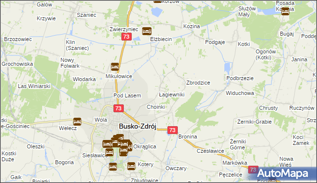 mapa Łagiewniki gmina Busko-Zdrój, Łagiewniki gmina Busko-Zdrój na mapie Targeo