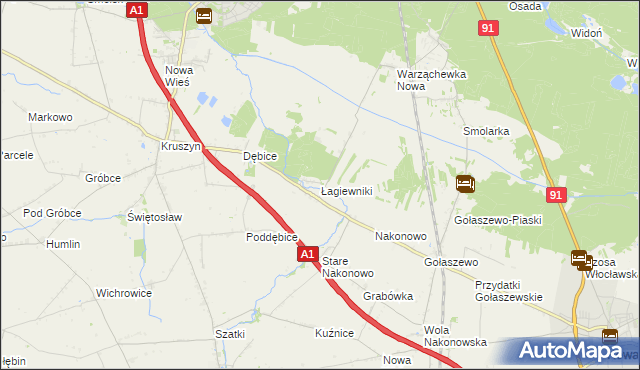 mapa Łagiewniki gmina Włocławek, Łagiewniki gmina Włocławek na mapie Targeo