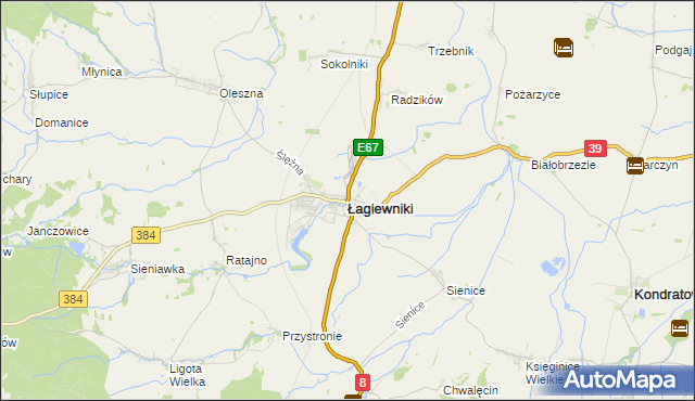 mapa Łagiewniki powiat dzierżoniowski, Łagiewniki powiat dzierżoniowski na mapie Targeo