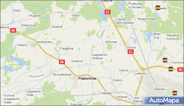 mapa Łagiewniki Wielkie, Łagiewniki Wielkie na mapie Targeo
