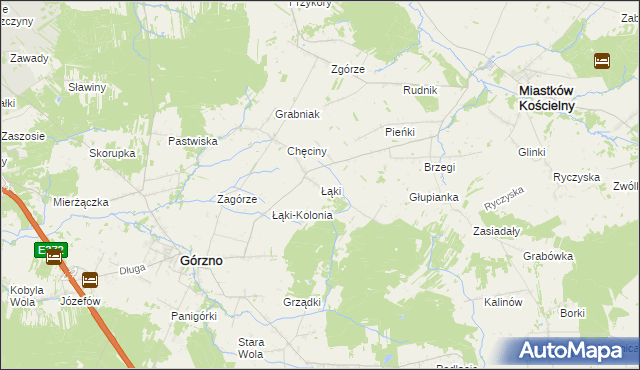 mapa Łąki gmina Górzno, Łąki gmina Górzno na mapie Targeo