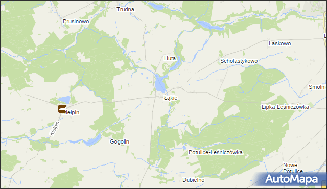 mapa Łąkie gmina Lipka, Łąkie gmina Lipka na mapie Targeo