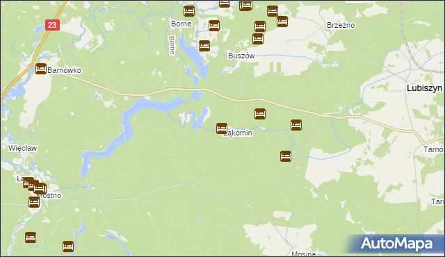 mapa Łąkomin, Łąkomin na mapie Targeo