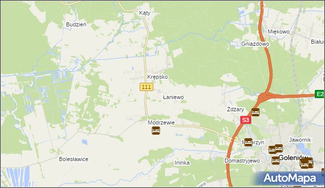 mapa Łaniewo gmina Goleniów, Łaniewo gmina Goleniów na mapie Targeo
