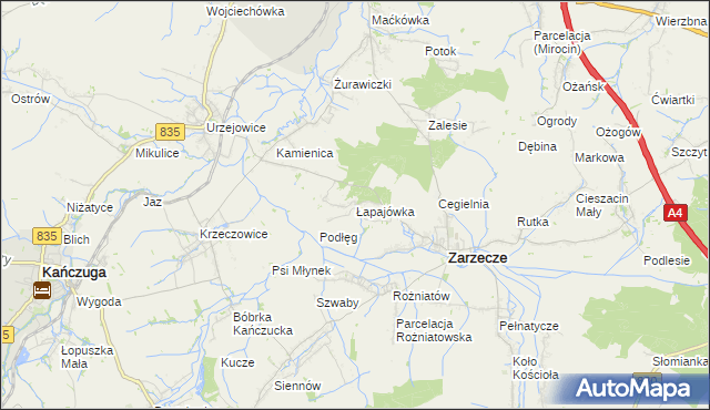 mapa Łapajówka gmina Zarzecze, Łapajówka gmina Zarzecze na mapie Targeo