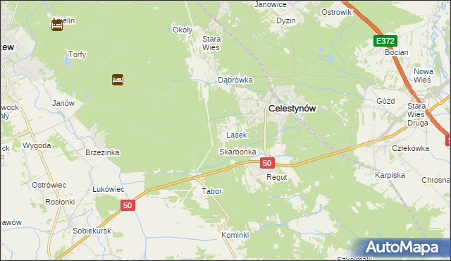 mapa Lasek gmina Celestynów, Lasek gmina Celestynów na mapie Targeo
