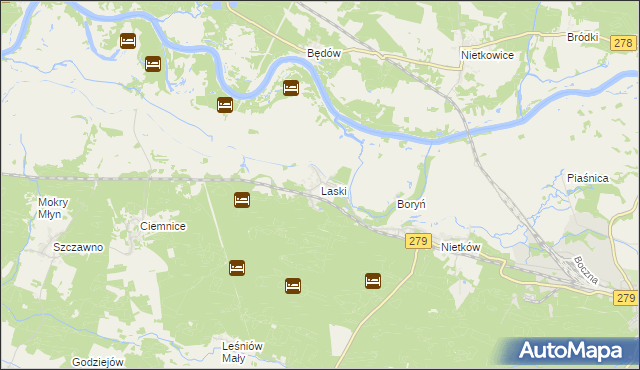 mapa Laski gmina Czerwieńsk, Laski gmina Czerwieńsk na mapie Targeo