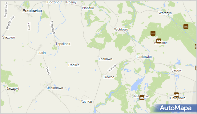 mapa Laskowo gmina Przelewice, Laskowo gmina Przelewice na mapie Targeo