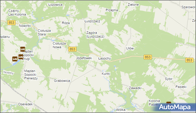 mapa Łasochy, Łasochy na mapie Targeo