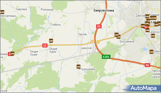 mapa Lasocice gmina Święciechowa, Lasocice gmina Święciechowa na mapie Targeo
