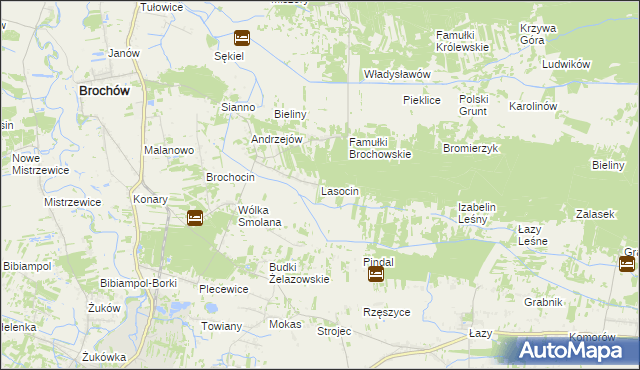 mapa Lasocin gmina Brochów, Lasocin gmina Brochów na mapie Targeo