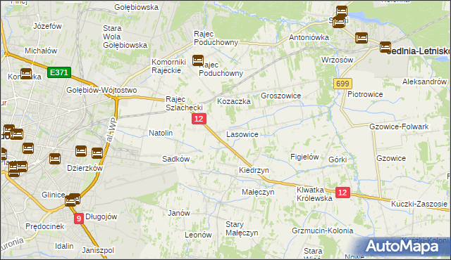 mapa Lasowice gmina Jedlnia-Letnisko, Lasowice gmina Jedlnia-Letnisko na mapie Targeo