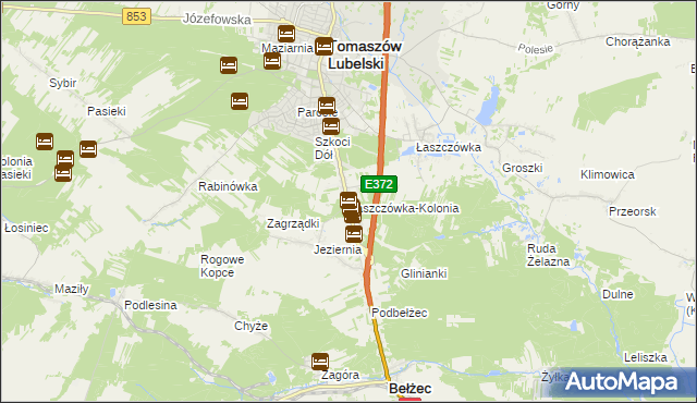 mapa Łaszczówka-Kolonia, Łaszczówka-Kolonia na mapie Targeo