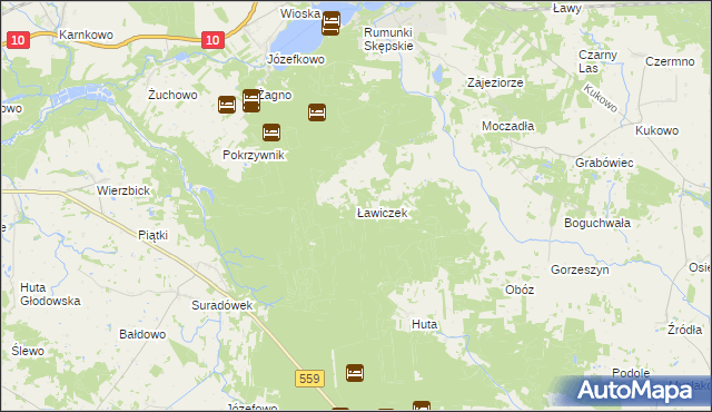 mapa Ławiczek, Ławiczek na mapie Targeo