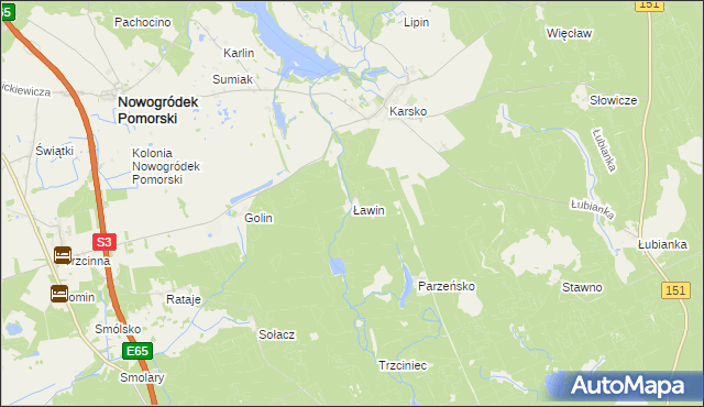 mapa Ławin, Ławin na mapie Targeo