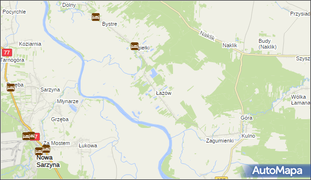 mapa Łazów gmina Krzeszów, Łazów gmina Krzeszów na mapie Targeo