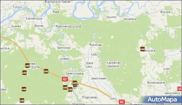 mapa Łazy gmina Łochów, Łazy gmina Łochów na mapie Targeo