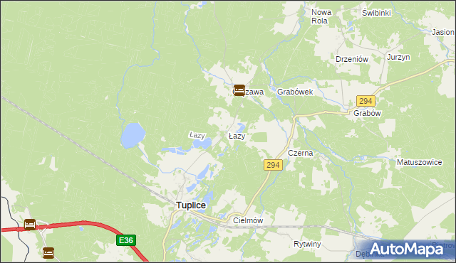 mapa Łazy gmina Tuplice, Łazy gmina Tuplice na mapie Targeo