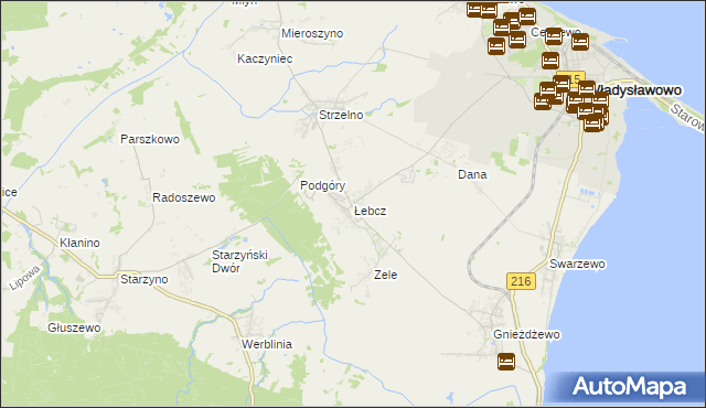 mapa Łebcz, Łebcz na mapie Targeo