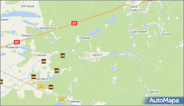mapa Łęczyn gmina Dobiegniew, Łęczyn gmina Dobiegniew na mapie Targeo