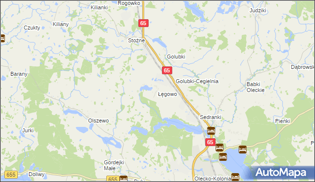 mapa Łęgowo gmina Olecko, Łęgowo gmina Olecko na mapie Targeo