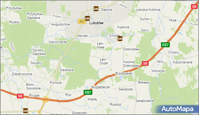 mapa Łęki Duże, Łęki Duże na mapie Targeo