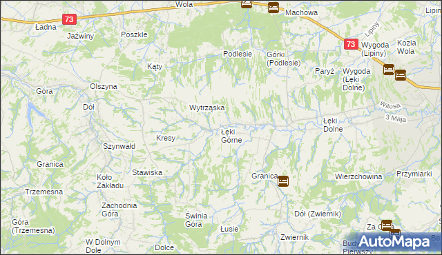 mapa Łęki Górne gmina Pilzno, Łęki Górne gmina Pilzno na mapie Targeo