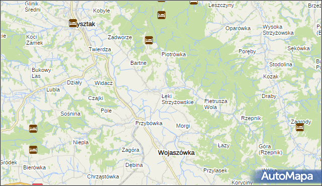 mapa Łęki Strzyżowskie, Łęki Strzyżowskie na mapie Targeo