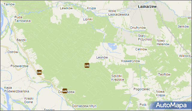 mapa Leonów gmina Maciejowice, Leonów gmina Maciejowice na mapie Targeo
