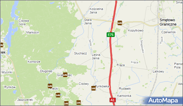 mapa Leśna Jania, Leśna Jania na mapie Targeo