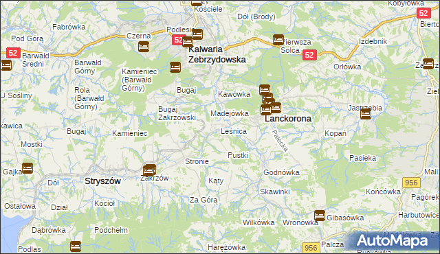 mapa Leśnica gmina Stryszów, Leśnica gmina Stryszów na mapie Targeo