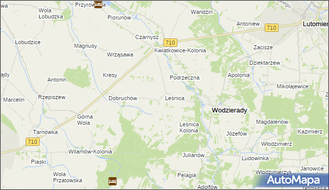 mapa Leśnica gmina Wodzierady, Leśnica gmina Wodzierady na mapie Targeo