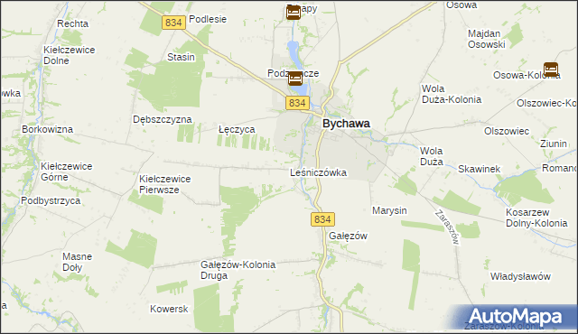 mapa Leśniczówka gmina Bychawa, Leśniczówka gmina Bychawa na mapie Targeo