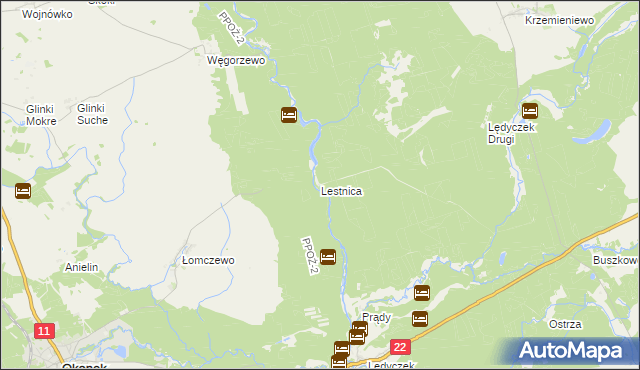 mapa Lestnica gmina Czarne, Lestnica gmina Czarne na mapie Targeo