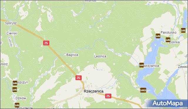 mapa Lestnica gmina Rzeczenica, Lestnica gmina Rzeczenica na mapie Targeo
