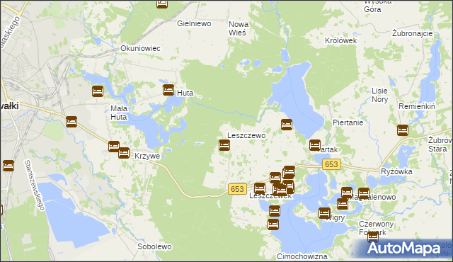 mapa Leszczewo gmina Suwałki, Leszczewo gmina Suwałki na mapie Targeo