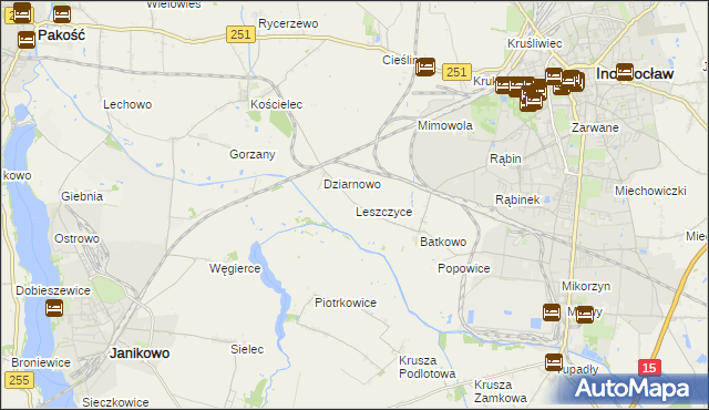 mapa Leszczyce, Leszczyce na mapie Targeo