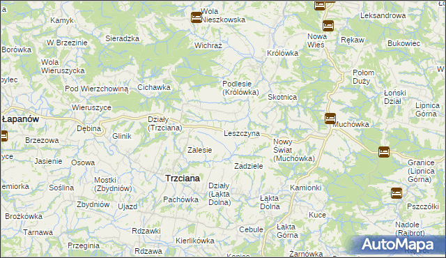mapa Leszczyna gmina Trzciana, Leszczyna gmina Trzciana na mapie Targeo