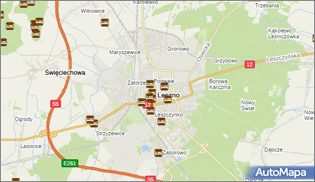 mapa Leszno, Leszno na mapie Targeo