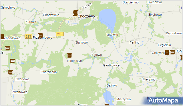 mapa Łętowo gmina Choczewo, Łętowo gmina Choczewo na mapie Targeo
