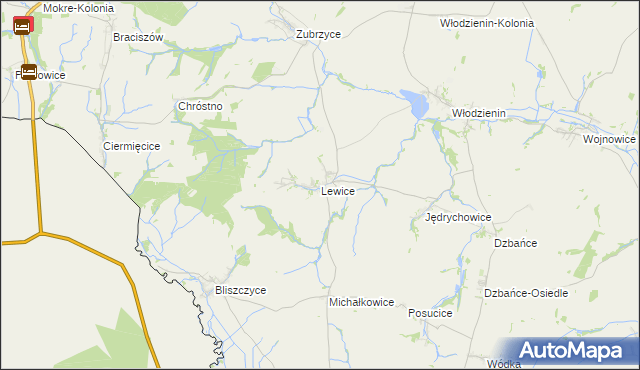 mapa Lewice gmina Branice, Lewice gmina Branice na mapie Targeo
