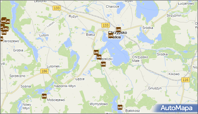 mapa Łężeczki, Łężeczki na mapie Targeo