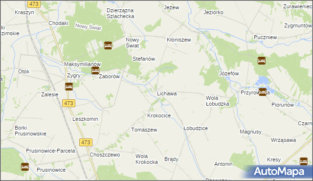mapa Lichawa gmina Szadek, Lichawa gmina Szadek na mapie Targeo
