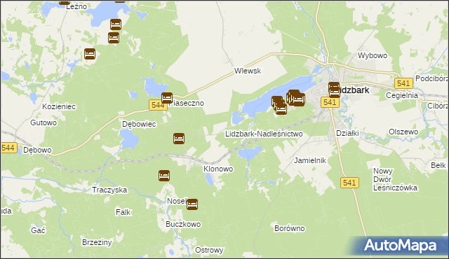 mapa Lidzbark-Nadleśnictwo, Lidzbark-Nadleśnictwo na mapie Targeo